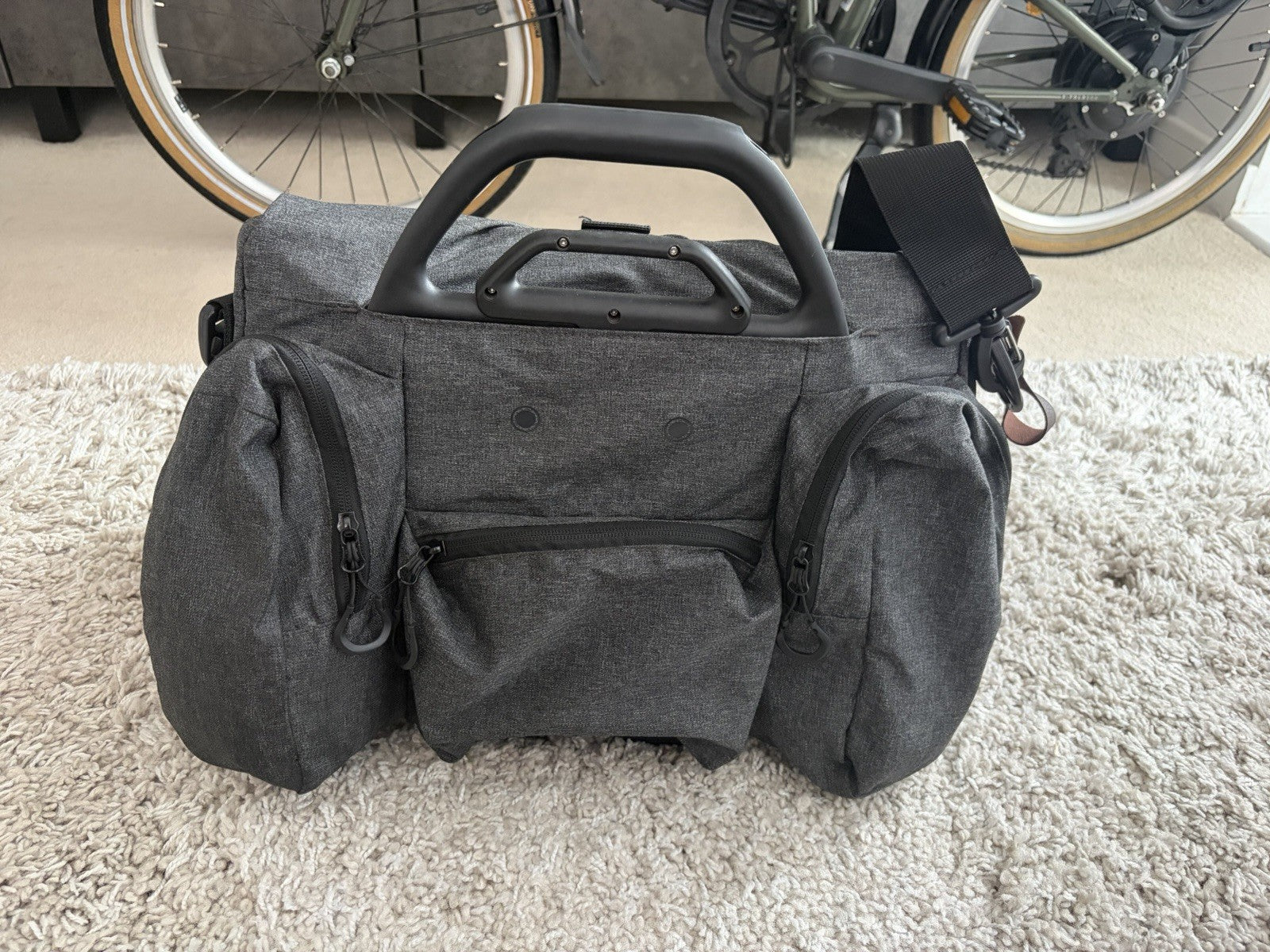 B’TWIN E-FOLD 500-GREEN FOLDING BICYCLE 20" WITH FRONT BAG