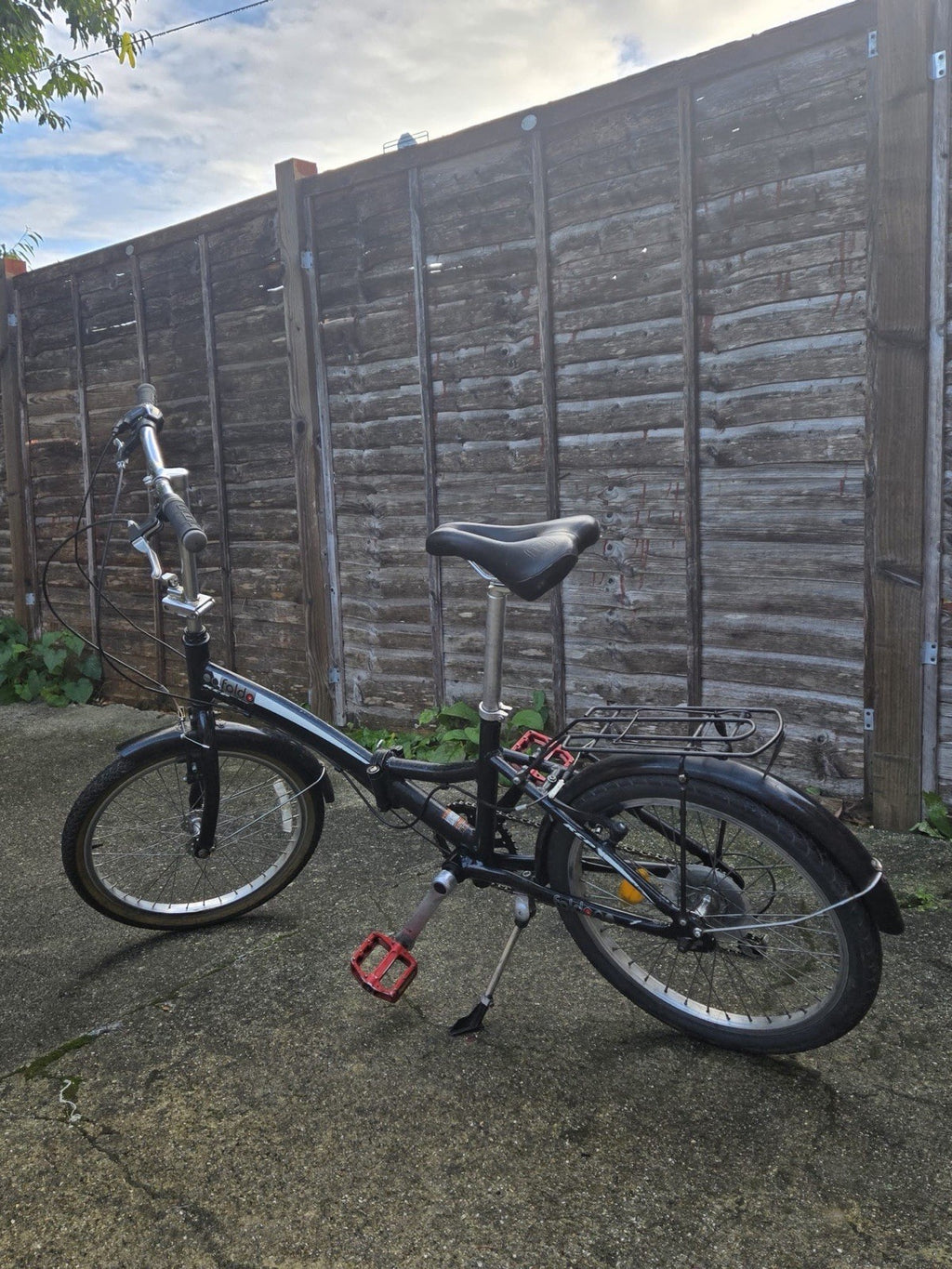 KCP Foldo 20" Wheel Folding Commuter Bicycle – Black, 6-Speed with Rear Rack