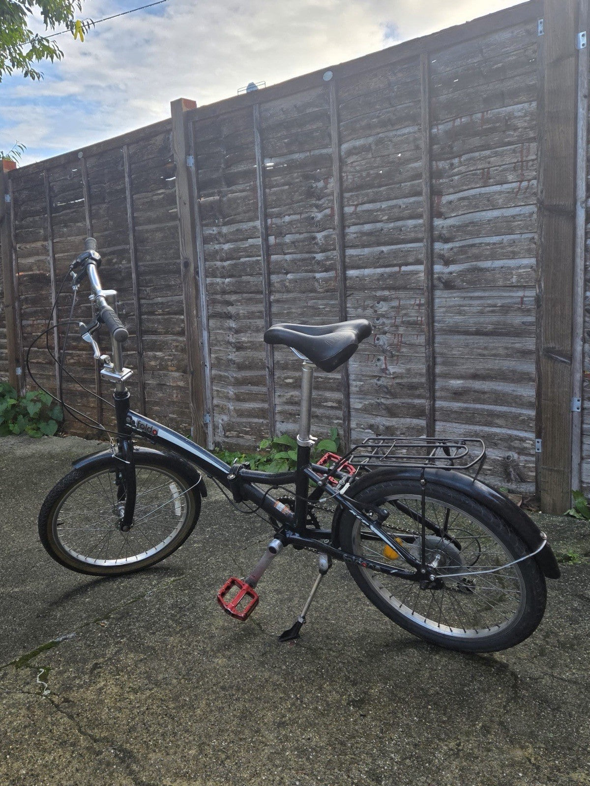 KCP Foldo 20" Wheel Folding Commuter Bicycle – Black, 6-Speed with Rear Rack