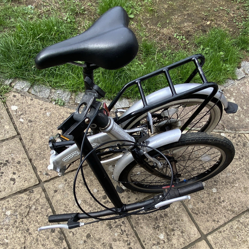 Apollo Transition 20 in Folding Bike with Rear Rack, Silver/Black