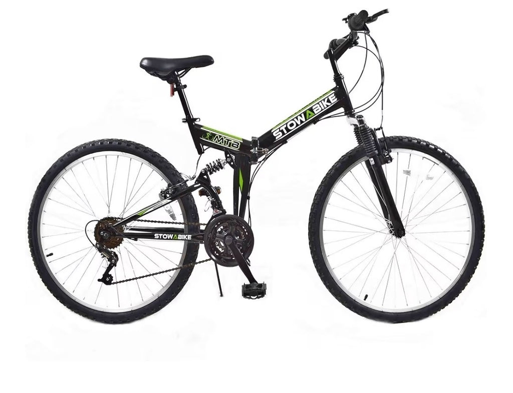 26" MTB V2 Folding Dual Suspension 18sp Gears Mountain Bike Black