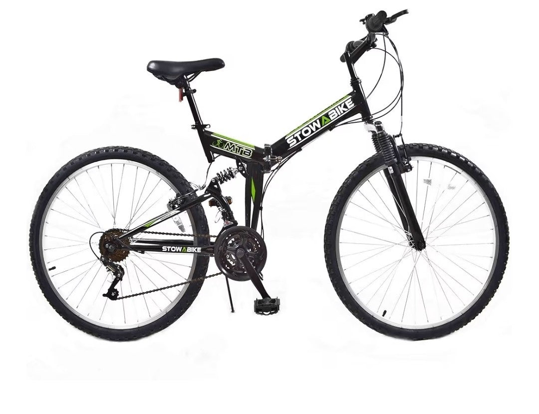 26" MTB V2 Folding Dual Suspension 18sp Gears Mountain Bike Black
