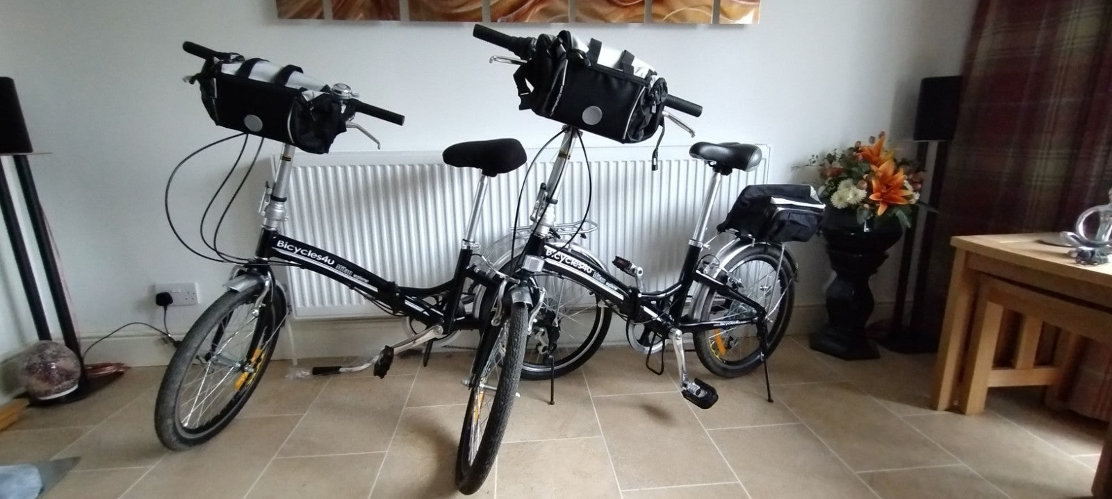 Pair of Bicycles4u Milan Explorer Folding Bicycle 20 Wheels with bags etc
