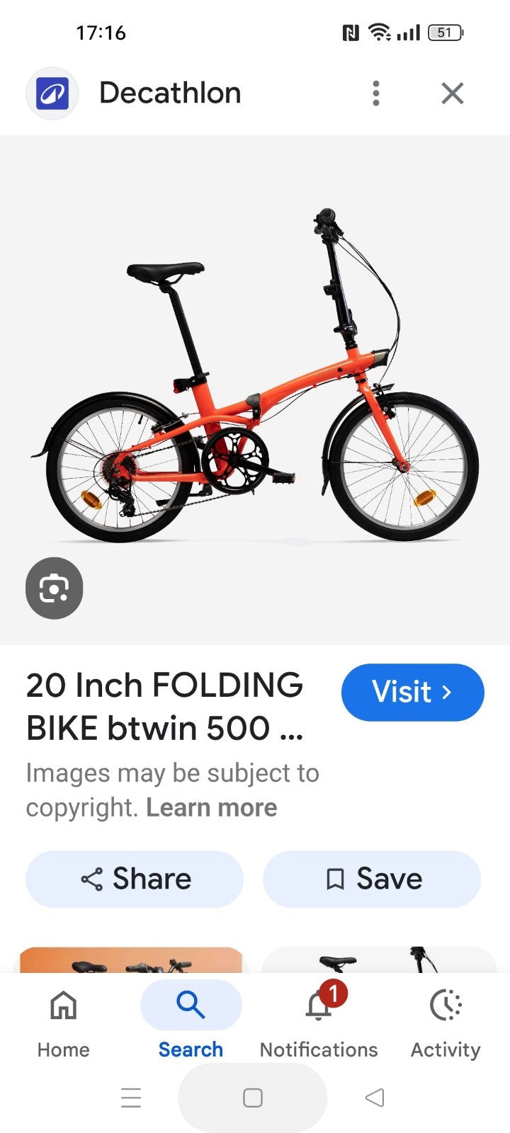 Decathlon BTWIN Tilt 500 Folding Bike Orange