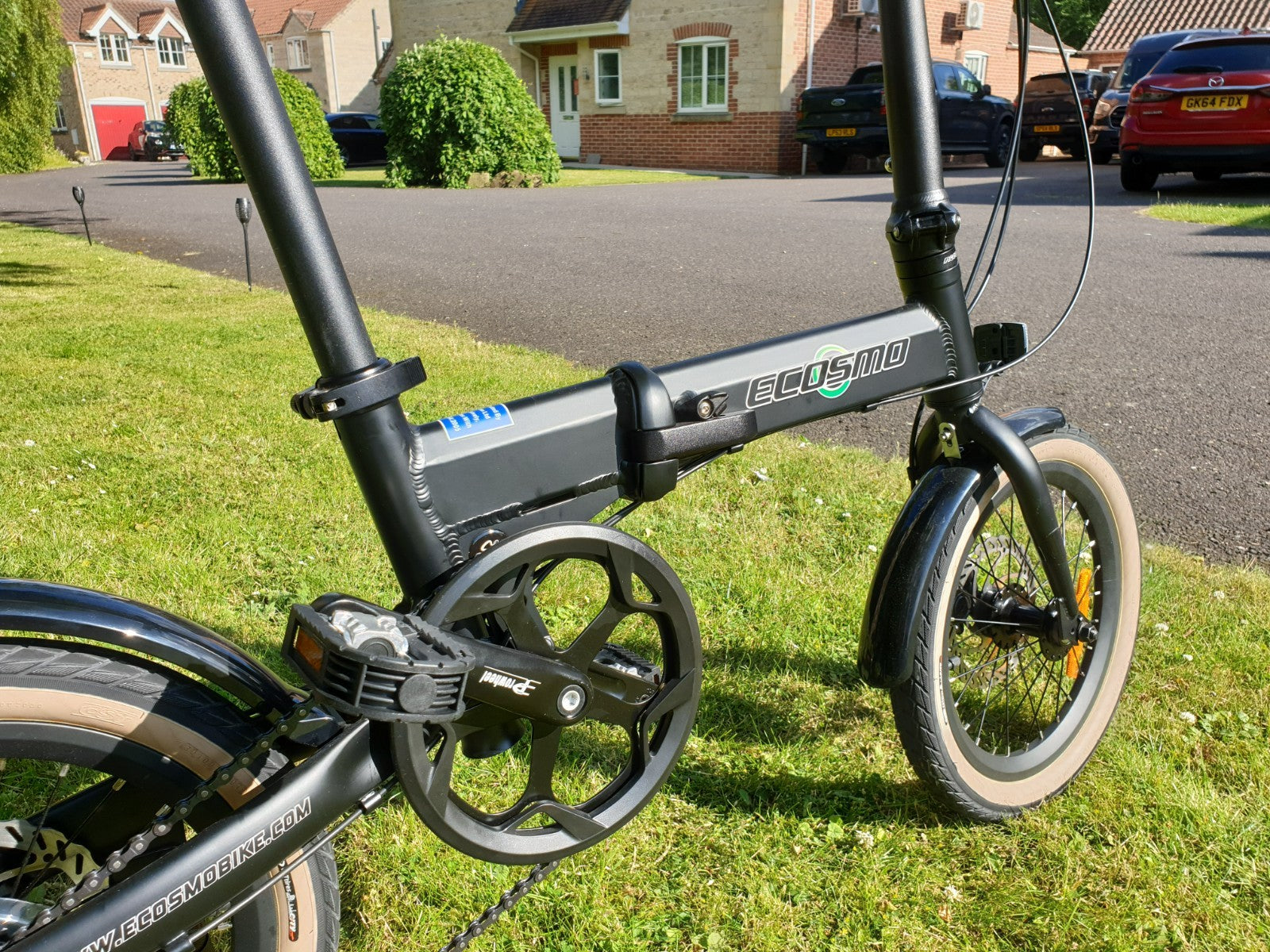 Folding Bicycle Ecosmo 16" Wheel Black Alloy 6SP Shimano Gear, DualDisc
