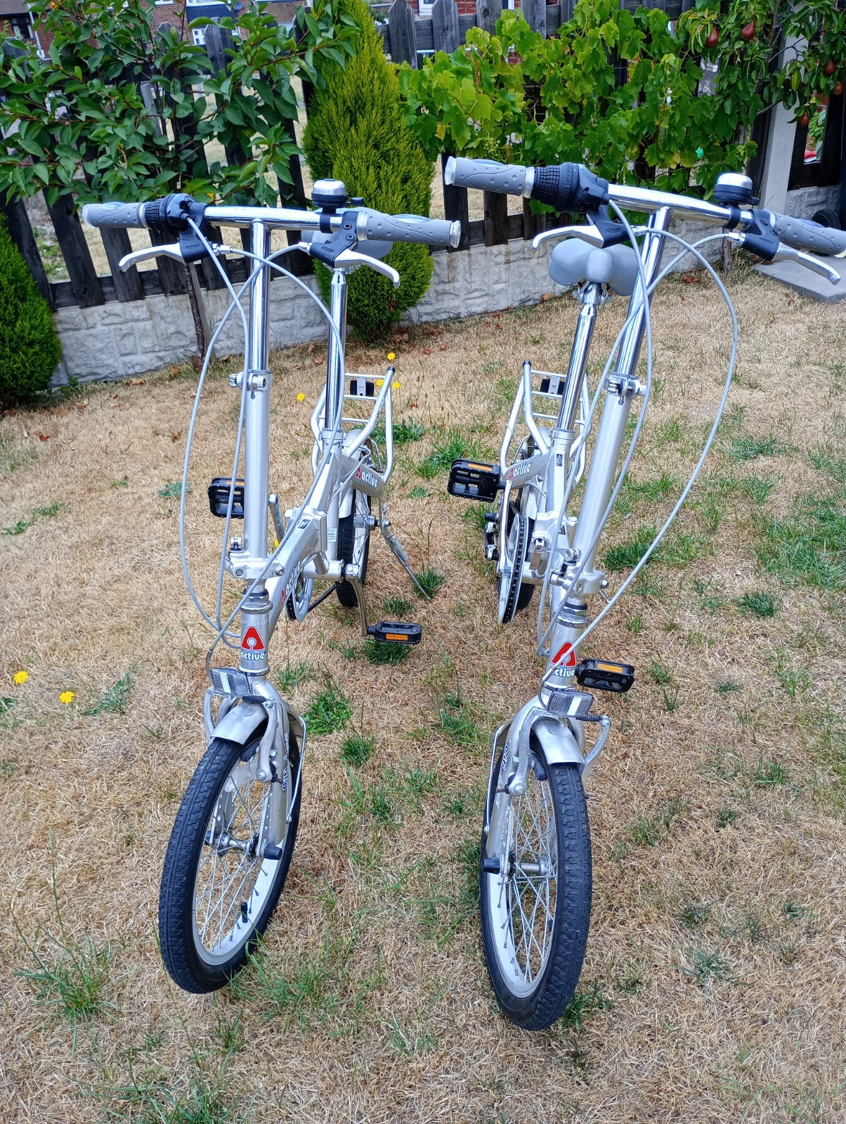 Active 20in Silver Folding Bike 6-Speed Shimano Grip Shifter V-Brake Rear Rack