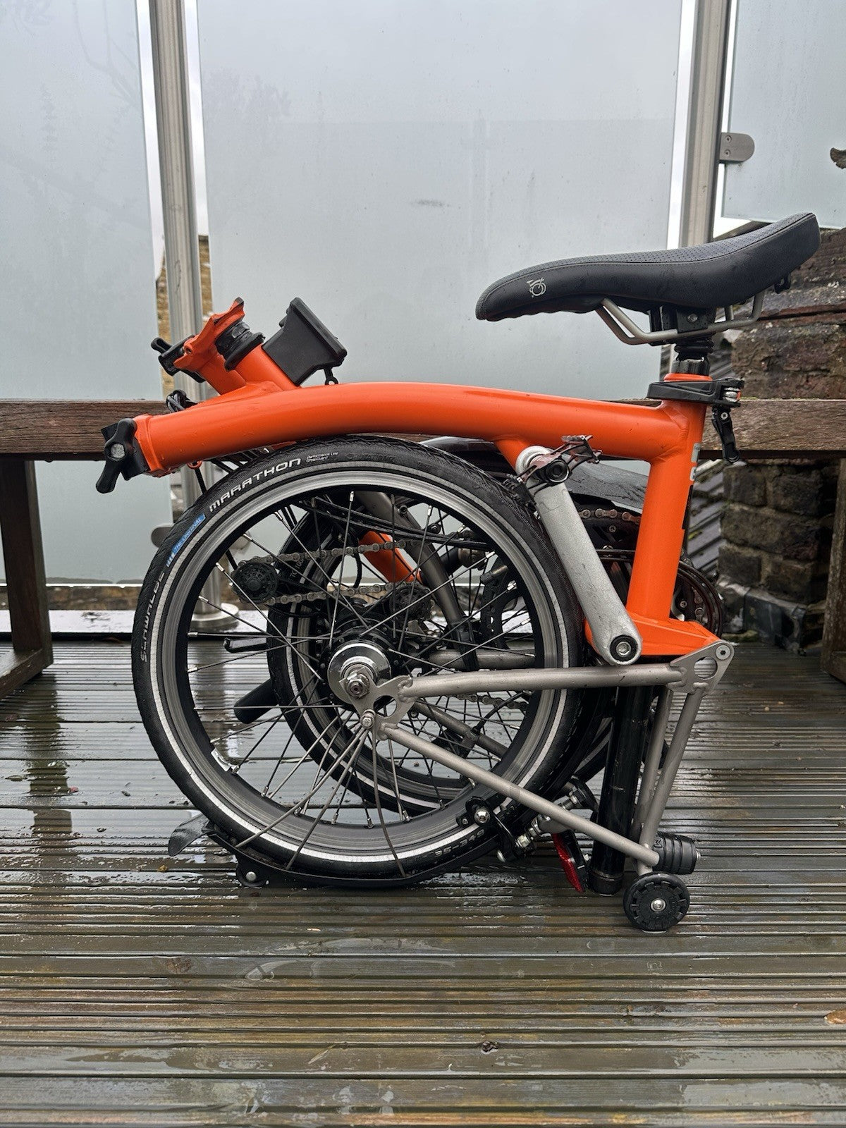 Brompton S6L Titanium Superlight model in blue folding commuter bike