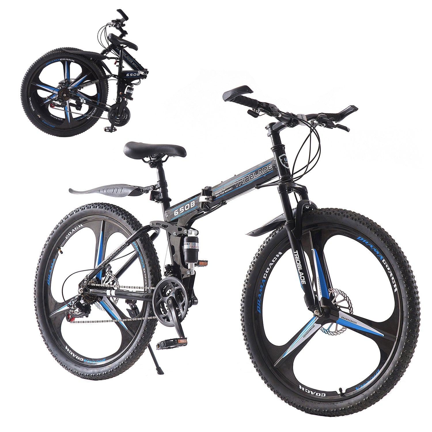 27.5 Inch Adult Bike 21 Speed Mountain Bike Folding Bicycle Full Suspension Bike