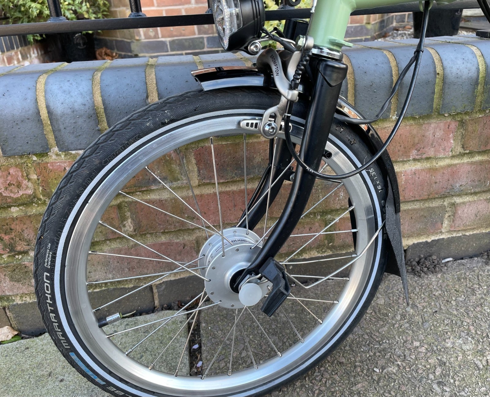 BROMPTON 6-SPEED H-TYPE CUSTOM URBAN TOURER, SAGE GREEN with BLACK EXTREMITIES