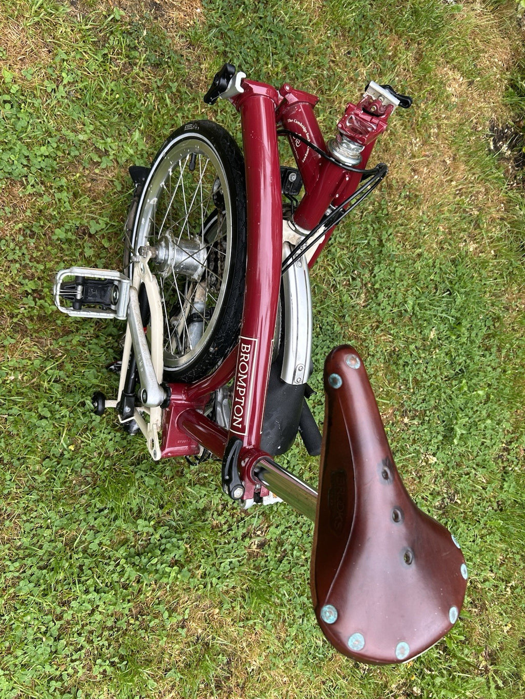 Brompton x Cambridge Satchel Folding Bike 3-Speed Red - Special Edition