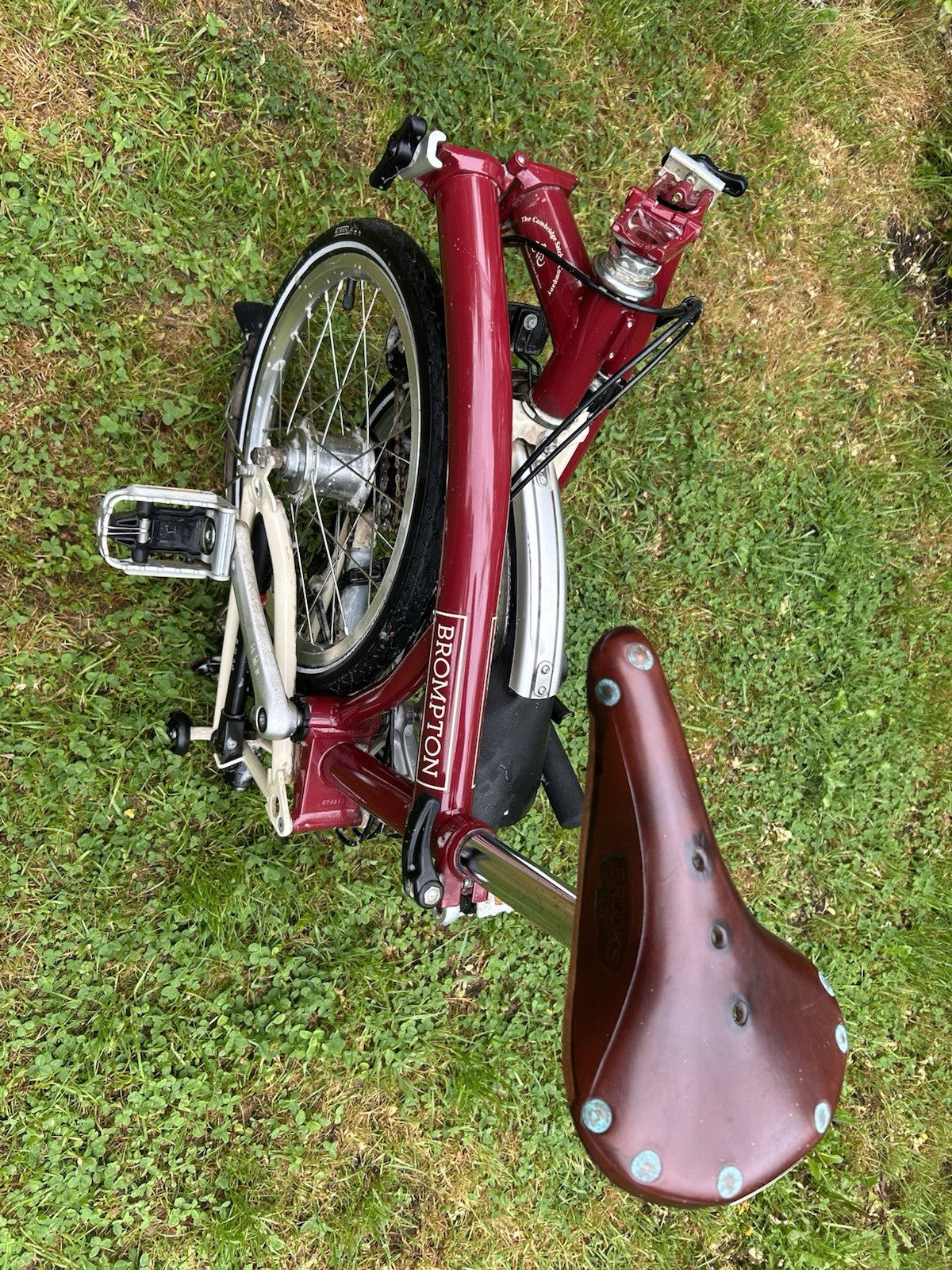Brompton x Cambridge Satchel Folding Bike 3-Speed Red - Special Edition