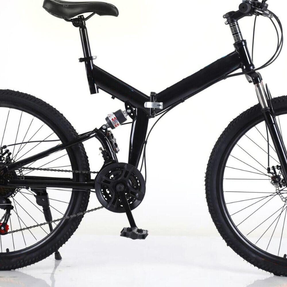 26 in Folding Mountain Bike 21-Speed MTB Bicycle Full Suspension Disc Brake Bike
