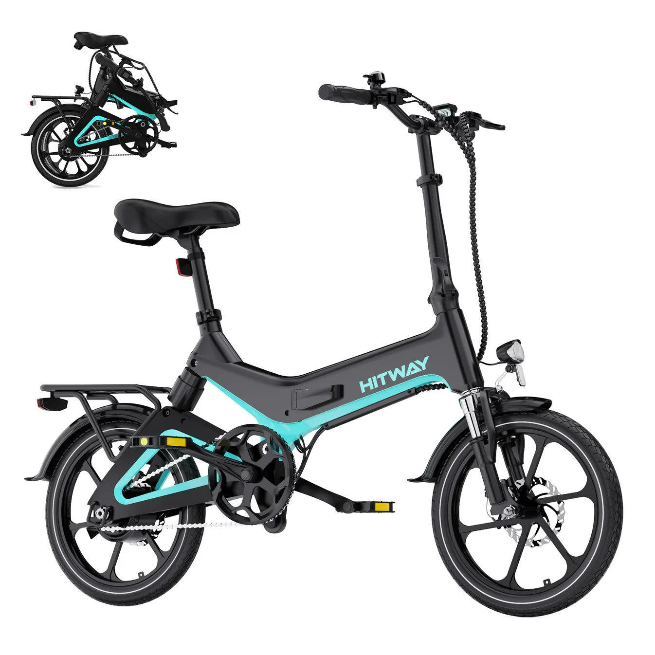 HITWAY BK2  Folding Bike, 16-inch Wheels, Black