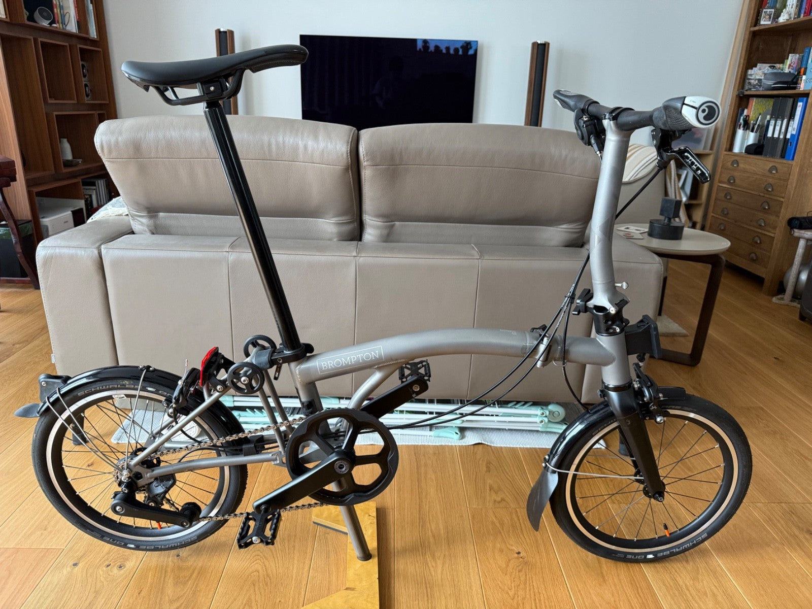 Brompton T-Line 4-Speed Titanium Folding Bike Low Handlebar- Excellent Condition