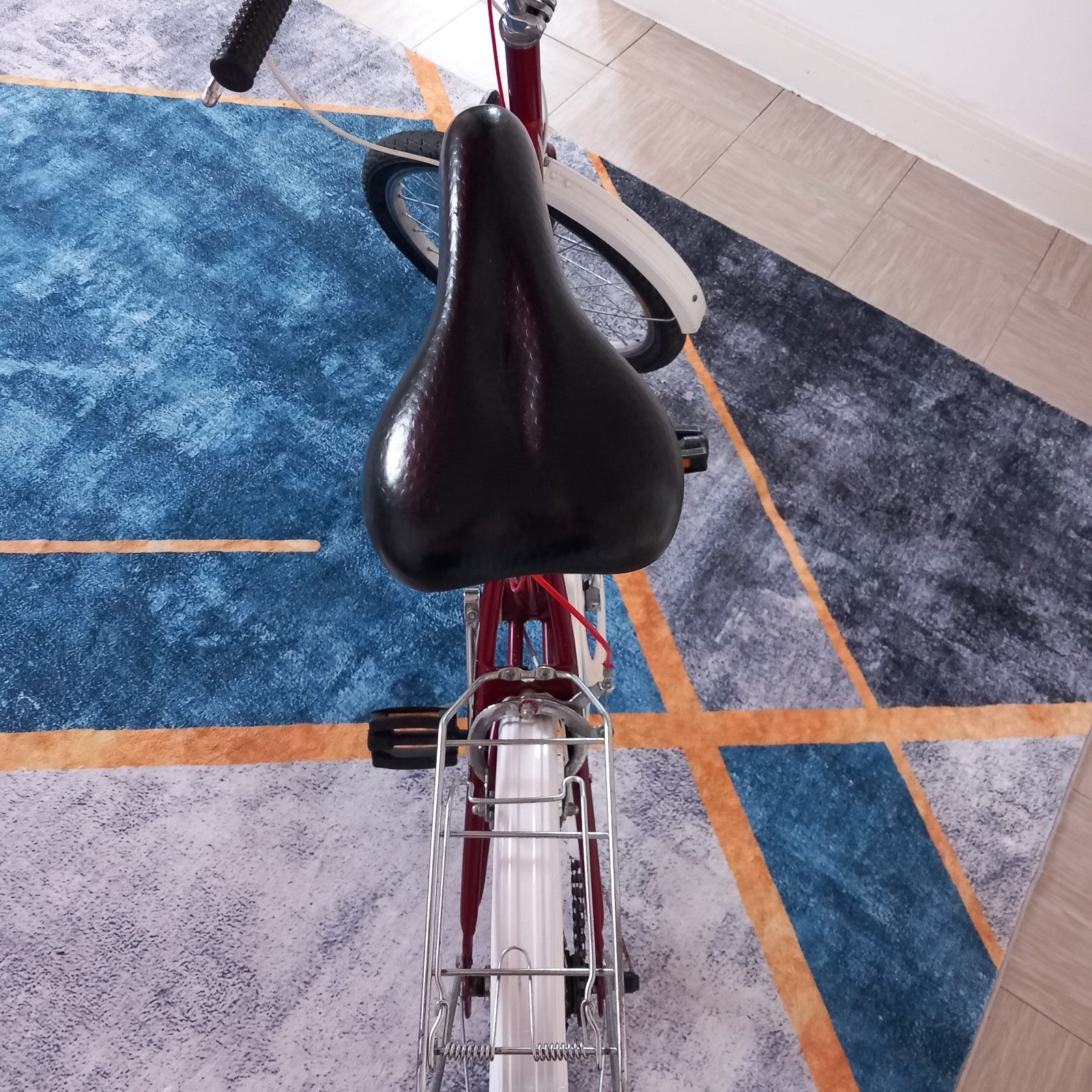 Technix Retro Folding Bike Red/White/Crome. Mudguards. Kickstand. Reflectors
