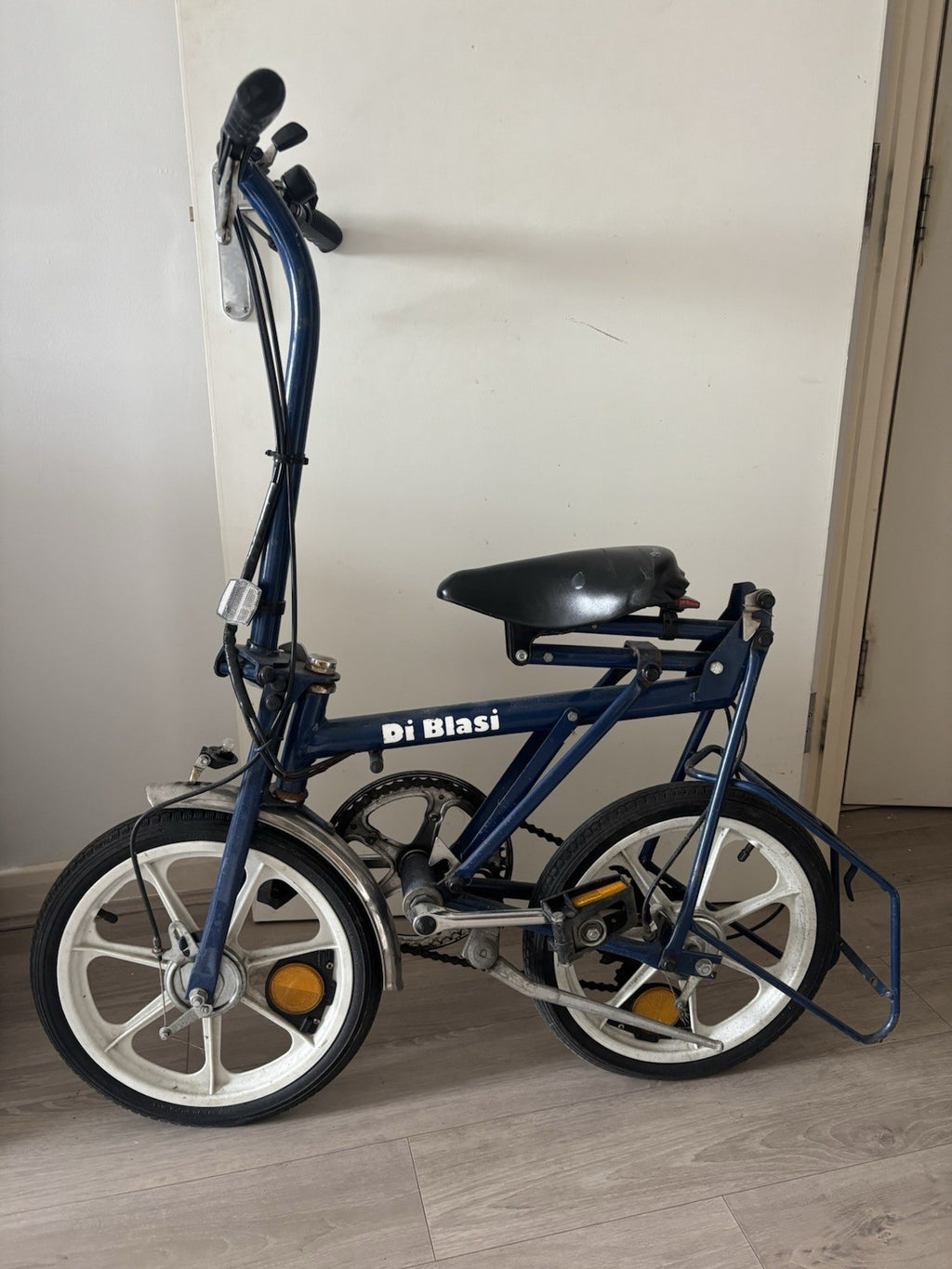 Di Blasi Folding Bike 16in Blue with Rear Rack, & Caliper Brakes