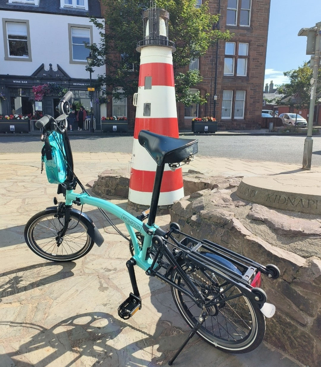 Brompton Folding Bike 16 in Blue/Black, Rear Rack, Mudguards, Bell, Reflectors