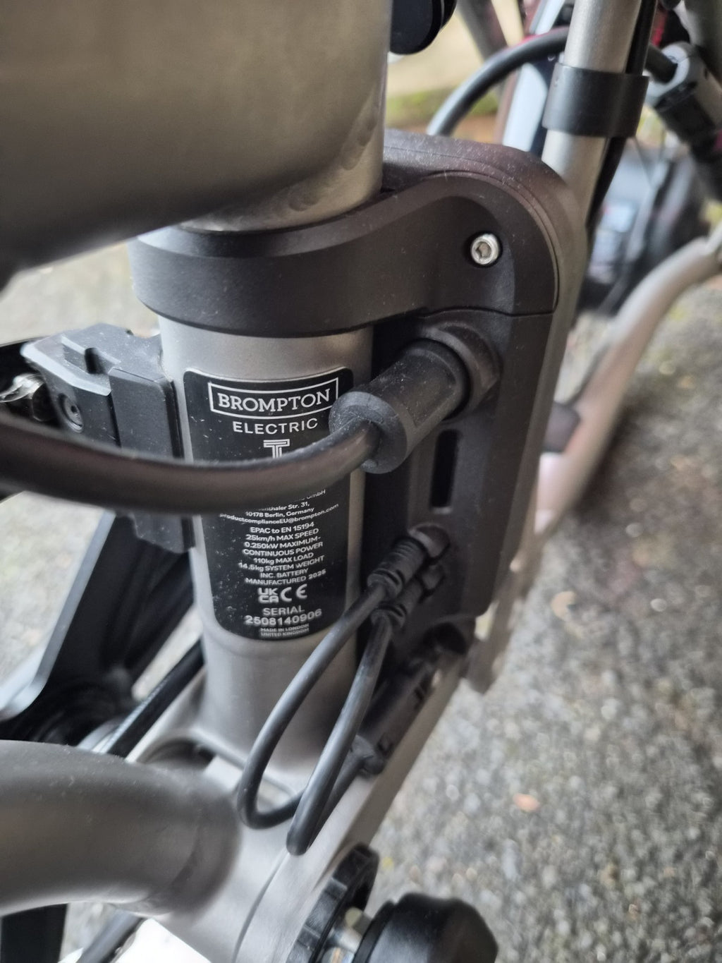 Brompton Folding T Line Electric E Motiq 4 Speed Blasted Titanium mid handlebars