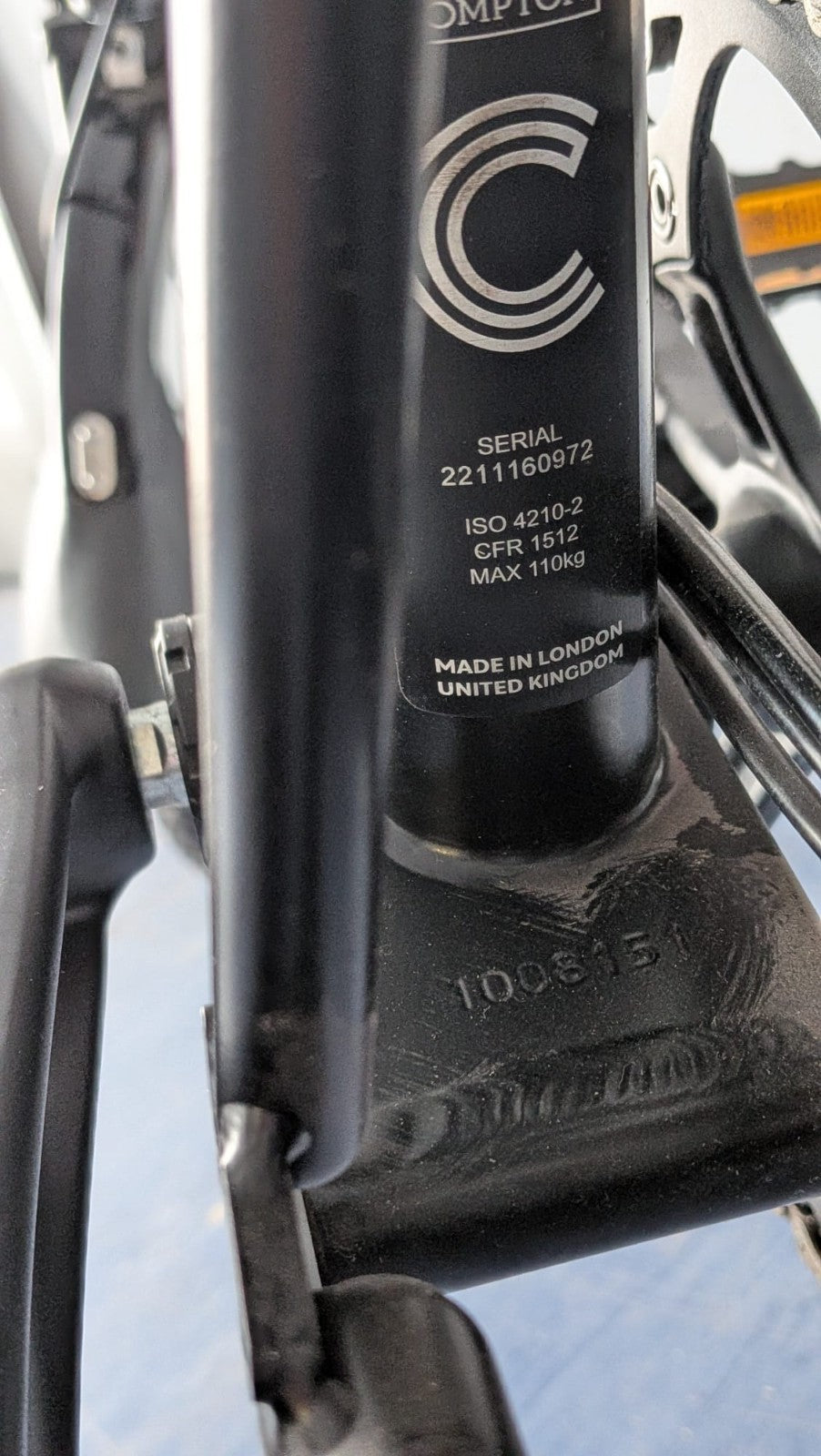 Brompton C-line 6 Speed Black Fold Away Bike Nov 2022. Unused