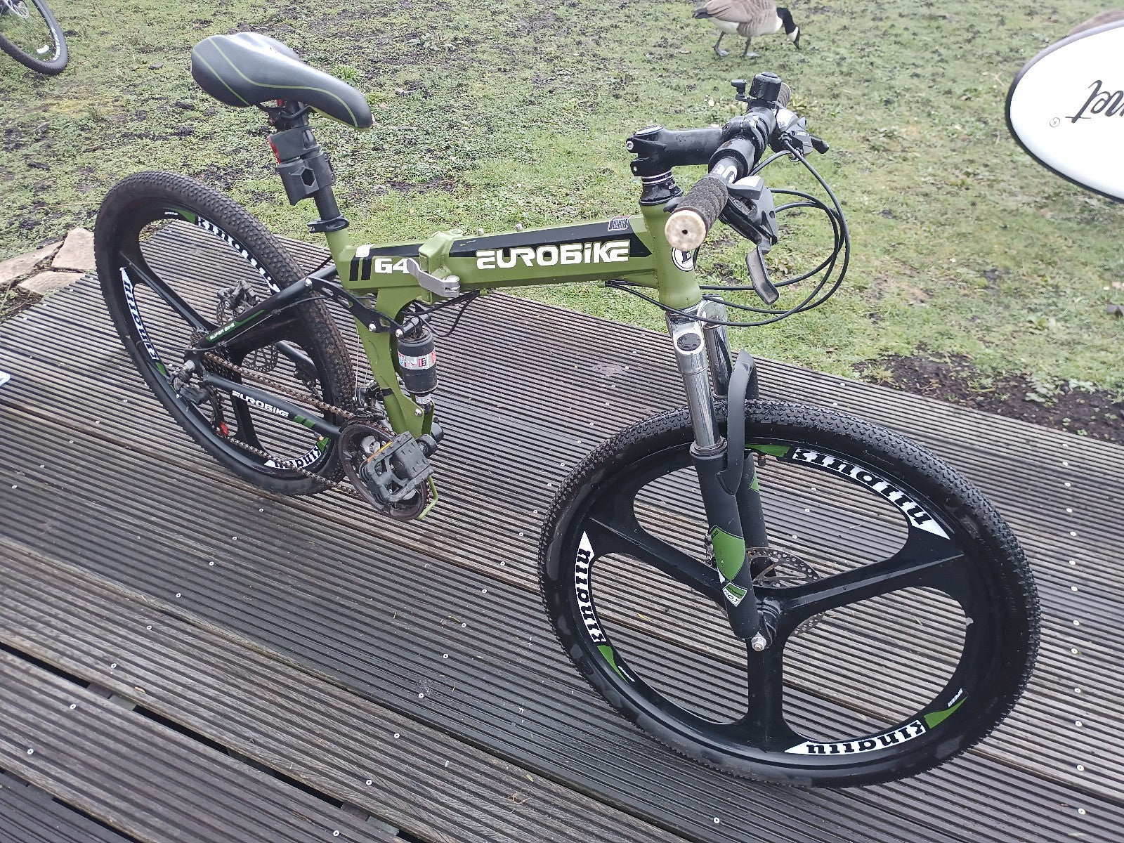 Eurobike G4 Green Full Suspension Folding Mountain Bike 21-Speed