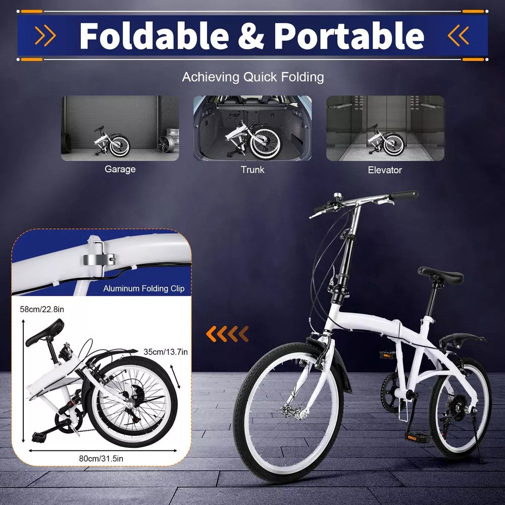 20" Folding Bike Adults Bicycle Adjustable Speed Alloy Bicycle Folding City Bike