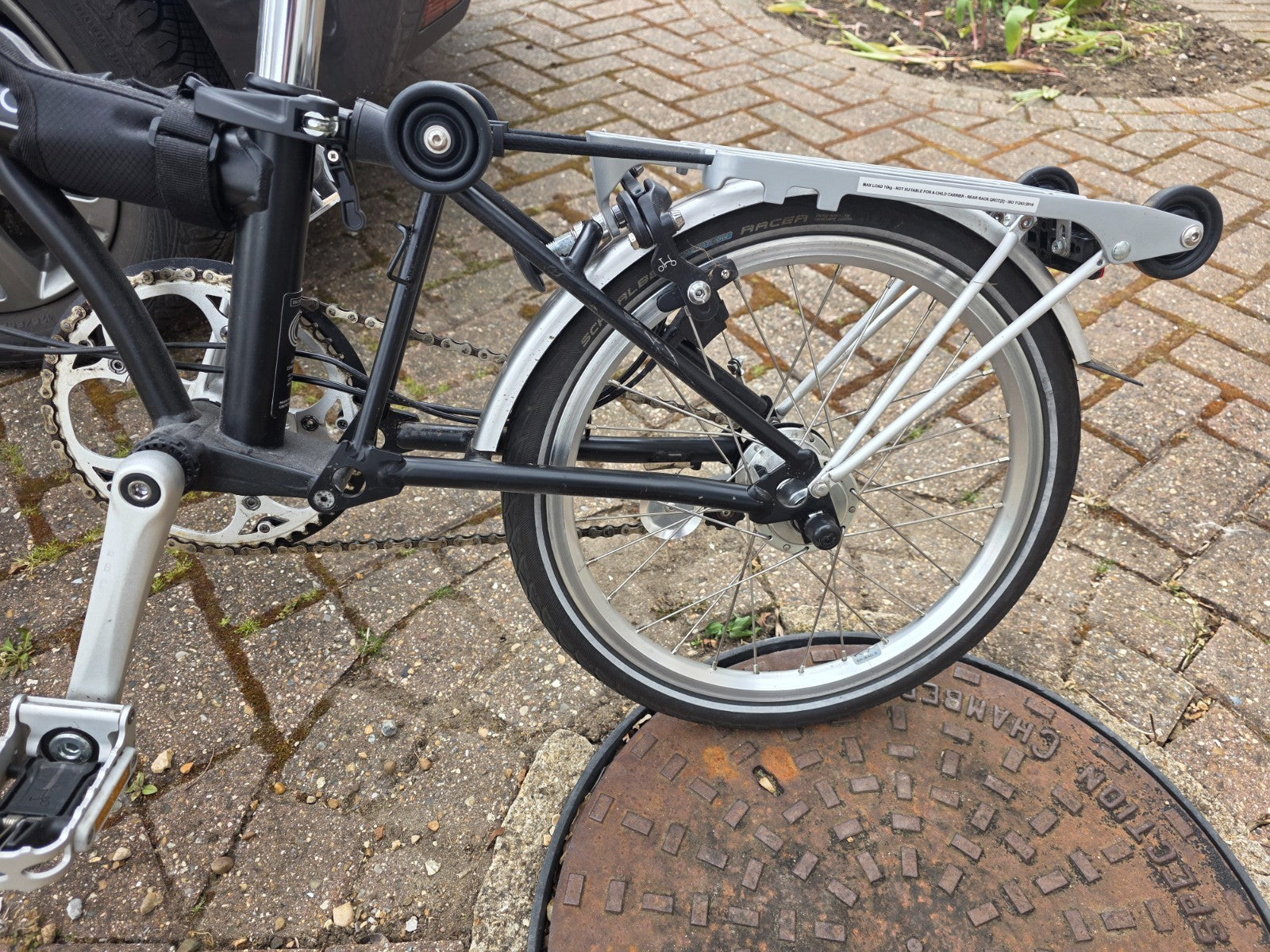 2022 Brompton C Line M3R (3 Speed)  folding bicycle - Black with carry handle