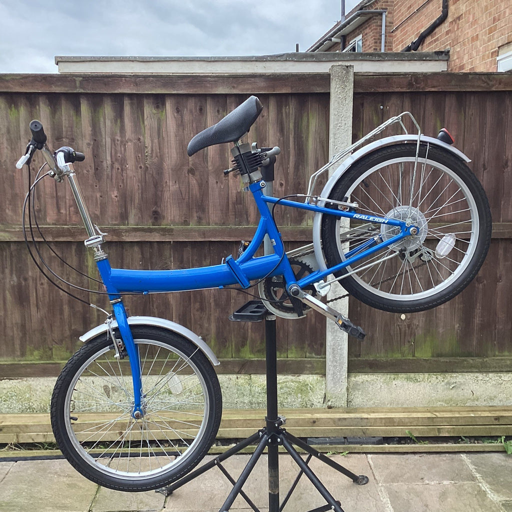 Raleigh Stowaway Steel 6 Speed Folding Bike In Blue - Serviced - 20" Wheels