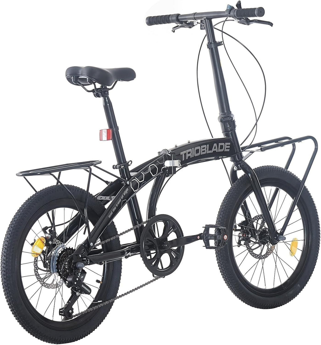 20” Folding Bike 7-Speed with Carrier Lightweight Aluminum Frame Adults