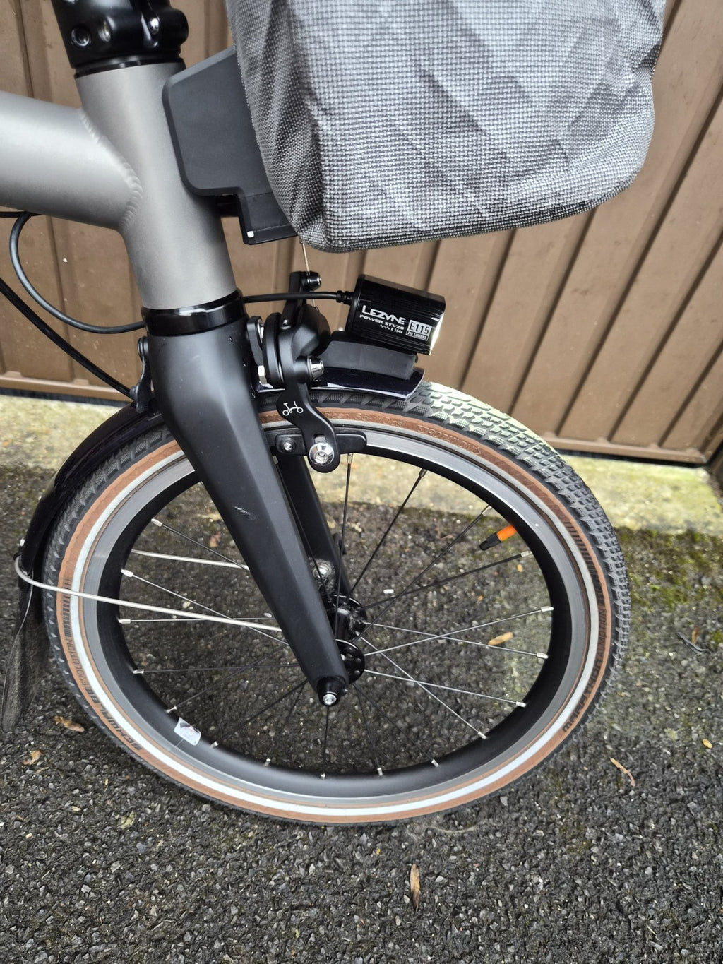 Brompton Folding T Line Electric E Motiq 4 Speed Blasted Titanium mid handlebars