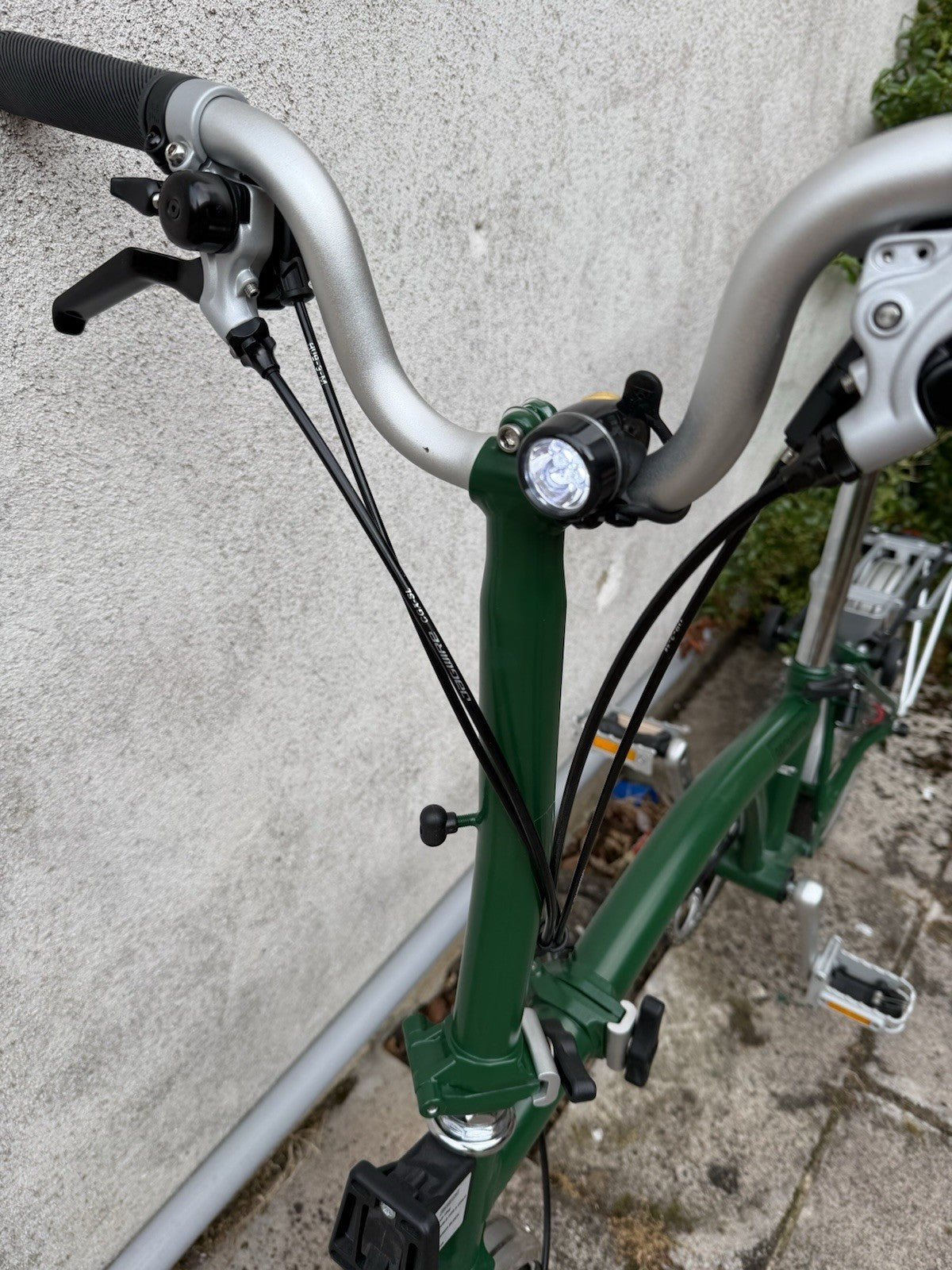 Brompton Folding Bike 16in Green/Silver w/ Front & Rear Lights Reflectors