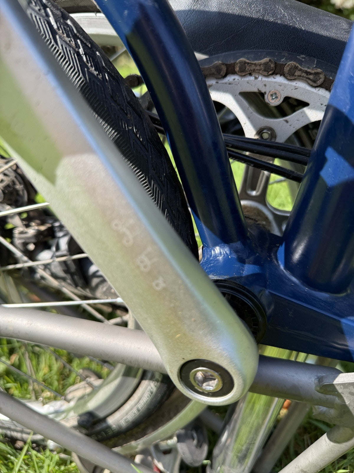 2017 Brompton Superlight folding bike H6L, Titanium, Navy Blue, Brooks Leather