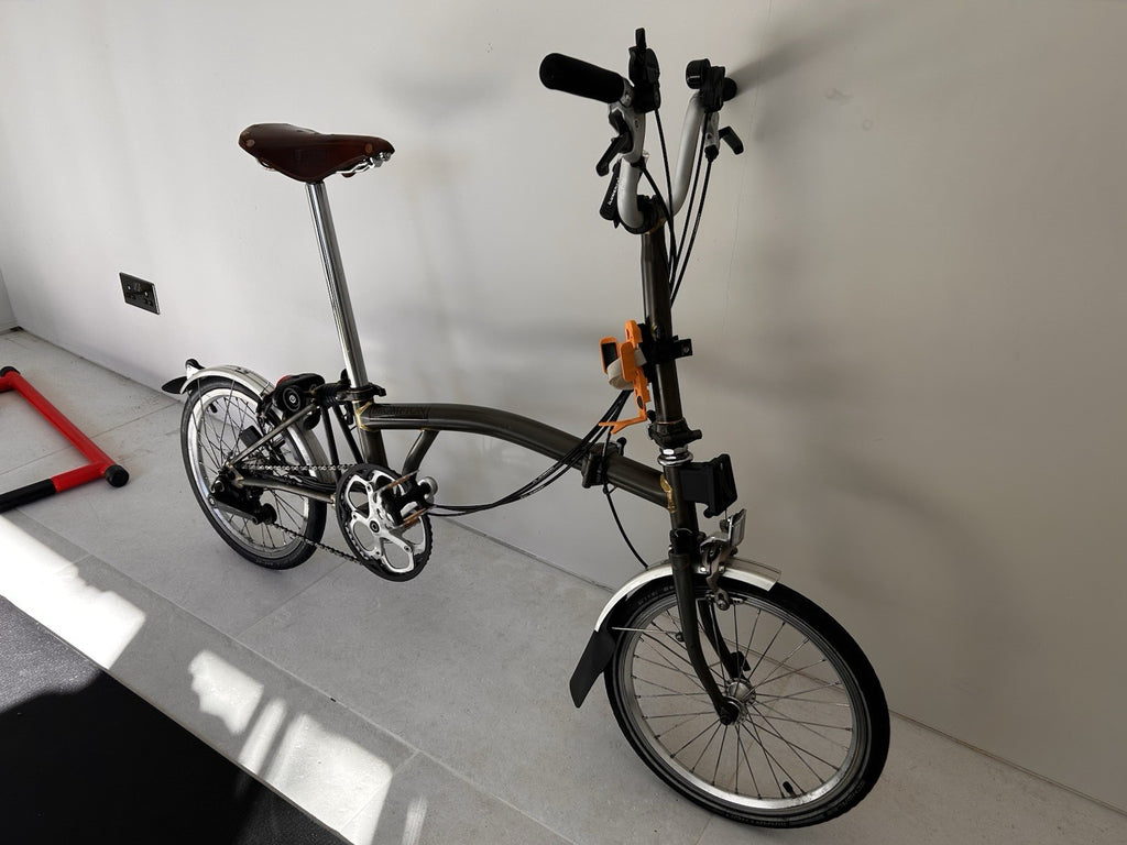 Brompton Folding Bike 6-Speed, Rare Raw Lacquer 2013 With Brompton L Front Bag