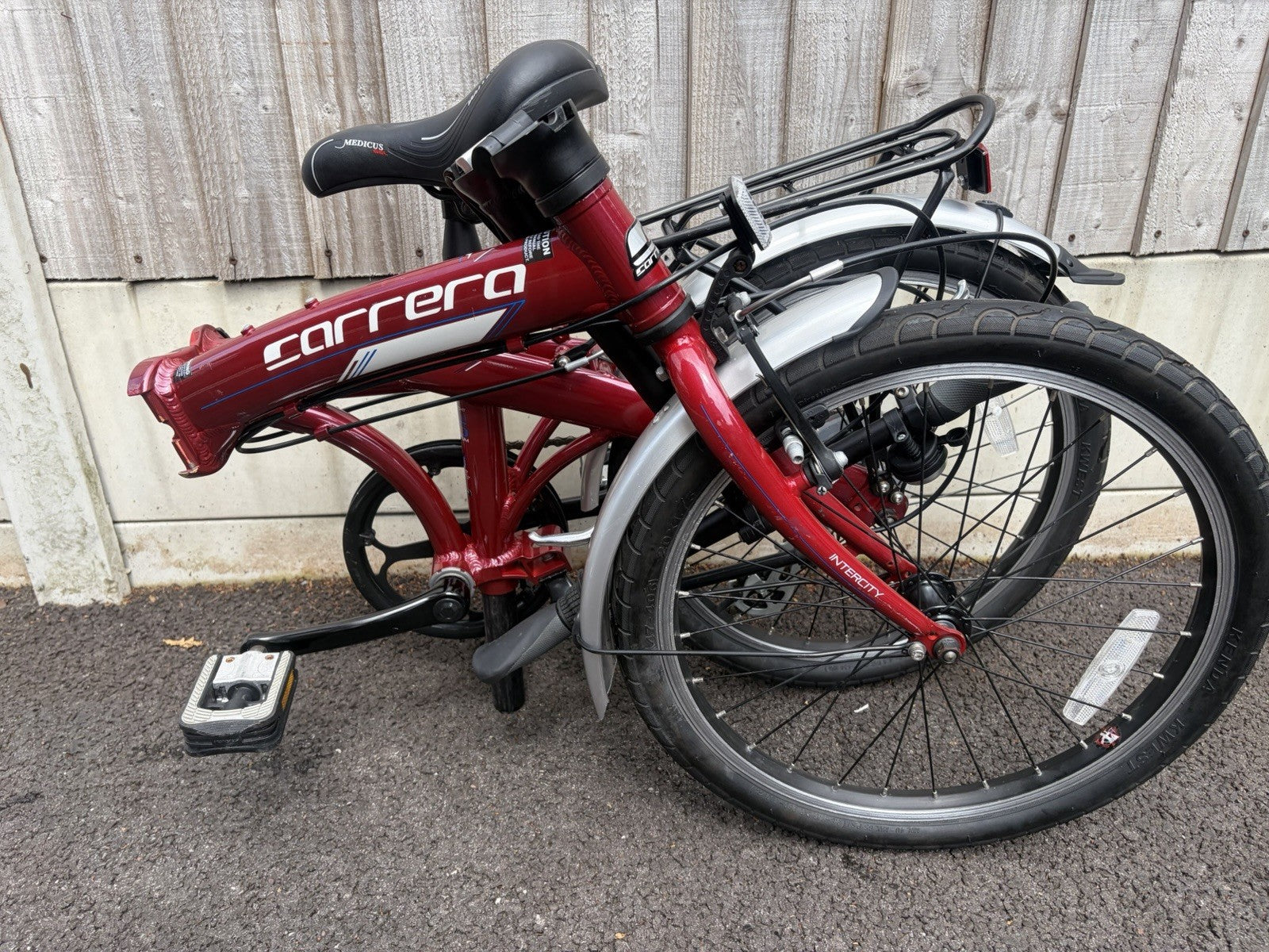 Carerra Intercity Folding Bike In Red.