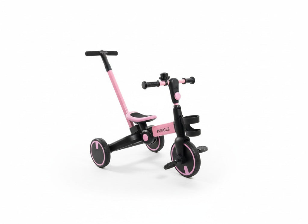 Puggle 3-in-1 Folding Trike & Balance Bike with Parent Handle - Pink