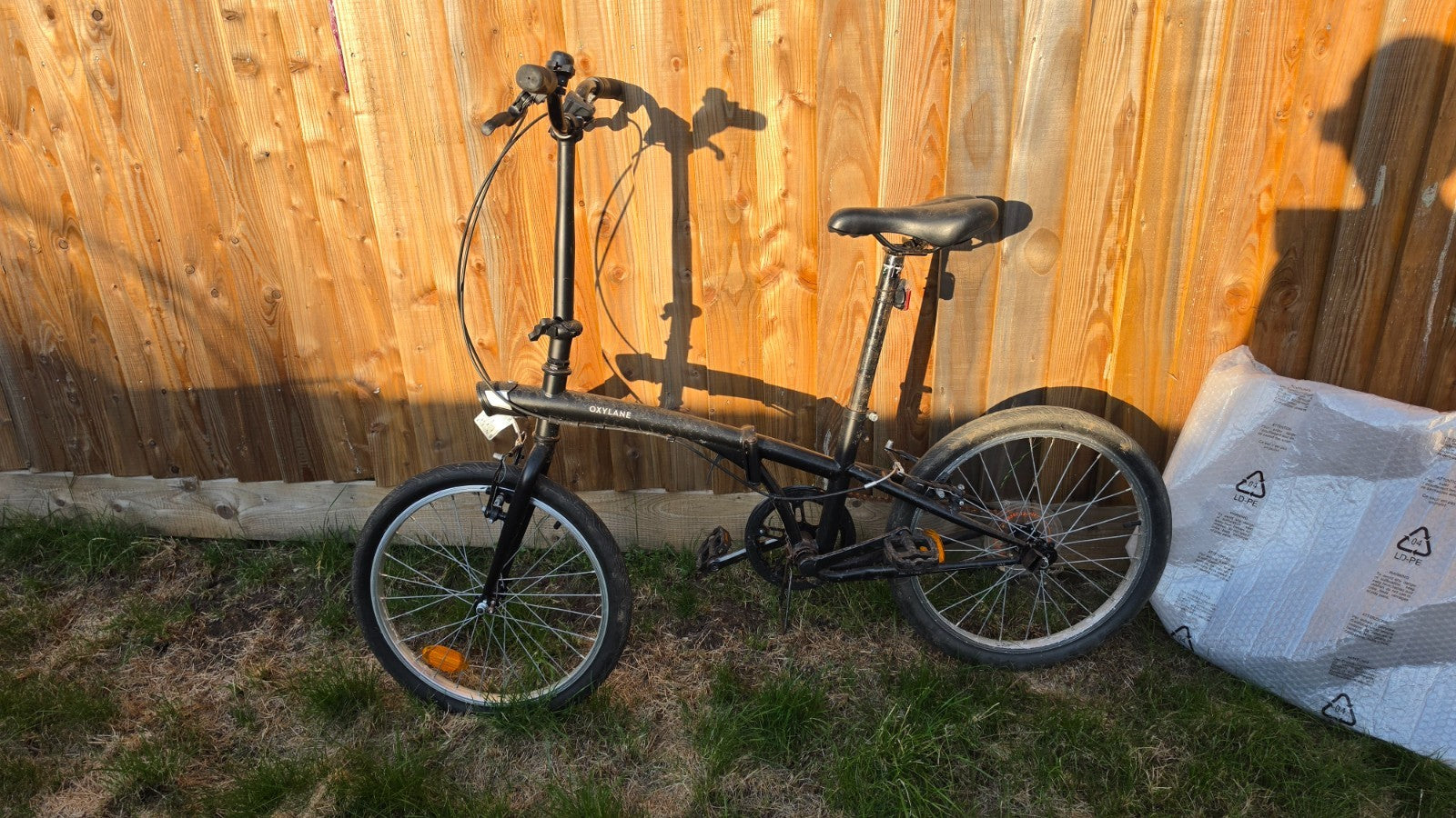 Oxylane Folding Bike Black 6 Speed Commuter Bicycle