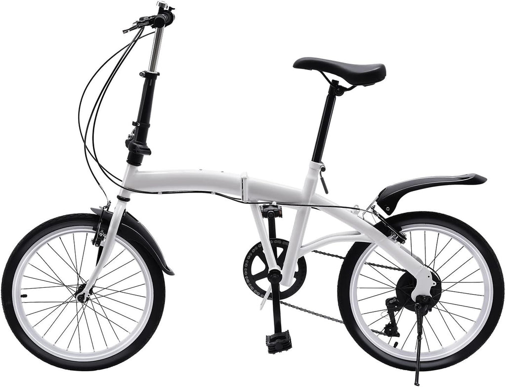 20" Folding Commuter Bike with 7-Speed Gears, Carbon Steel, Portable