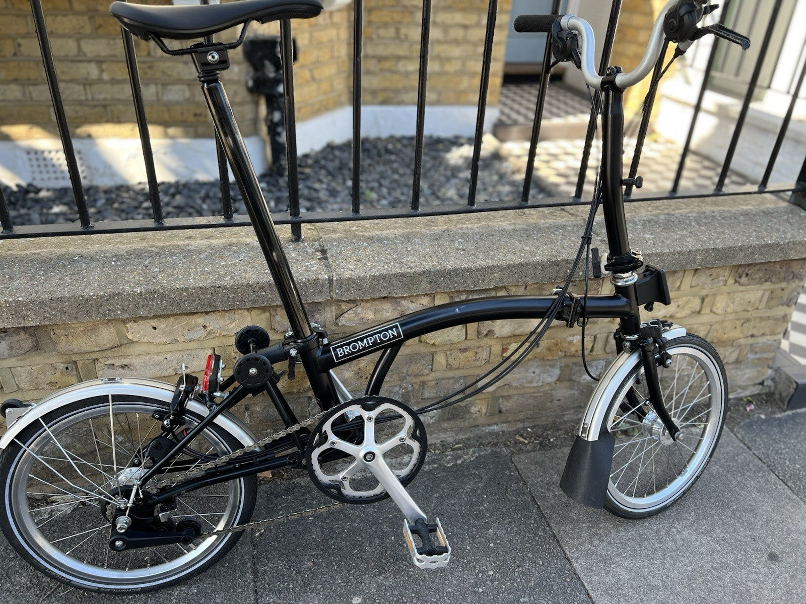 Brompton 16in Folding Bike Black/Silver, Mudguards; 6 speed, c2020 C-Line
