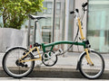 Brompton M6L Folding Bicycle Green & Yellow 6-Speed BWR M-Bar Folding Bike Used