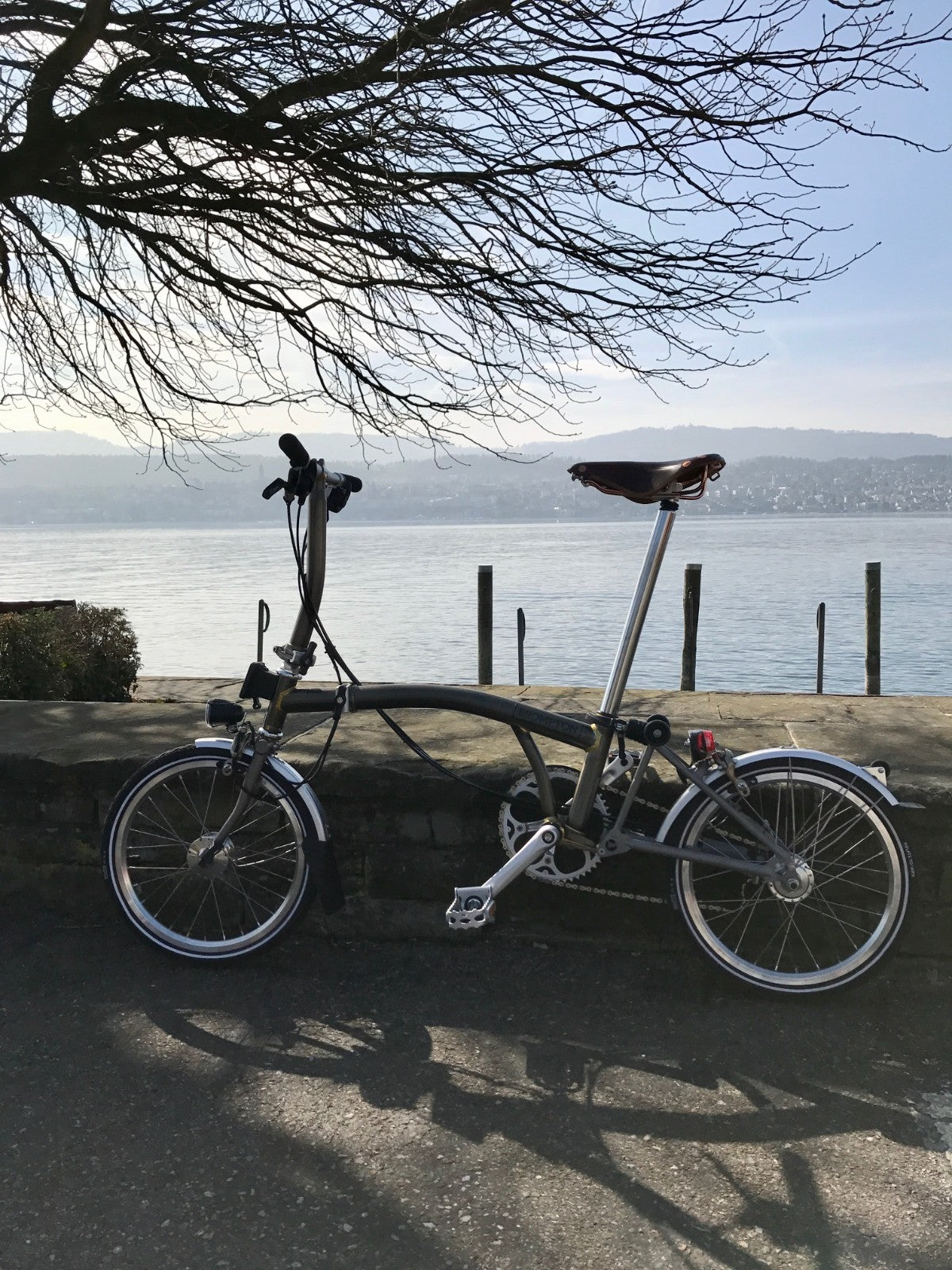 Brompton Superlight S6L Raw Lacquer Titanium SON Dynamo + B&W Case 2017