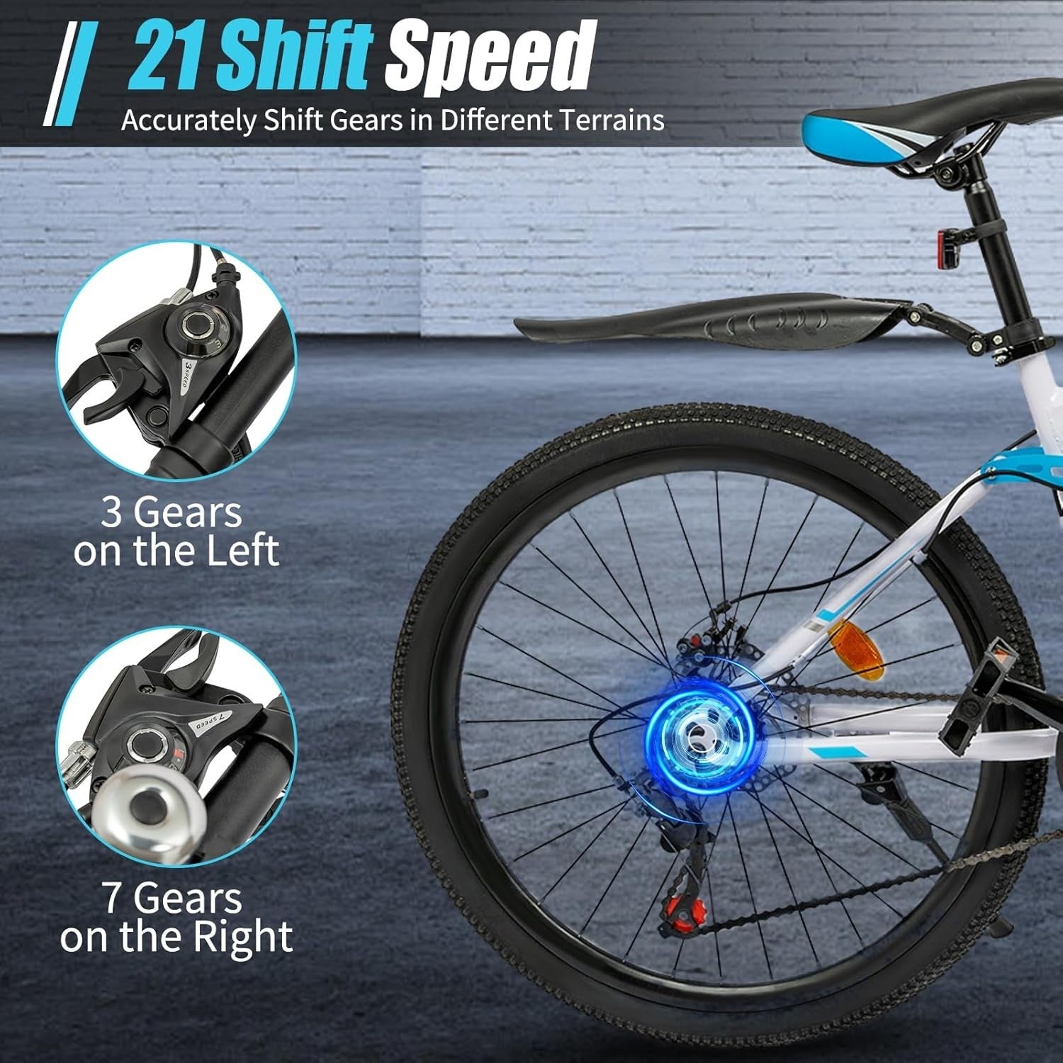 26" Foldable Mountain Bike 21 Speed Disc Brakes Adult MTB Steel Frame