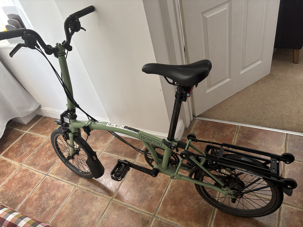 Brompton C Line Matcha Green Folding Bike. 2 Year Old Excellent Condition + Roll