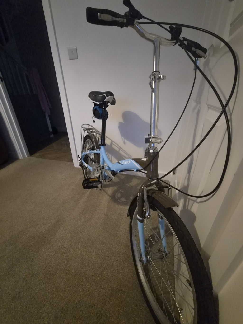 Reebok Switch Folding Bike 20in Light Blue, Rear Rack, Mudguards, Gears