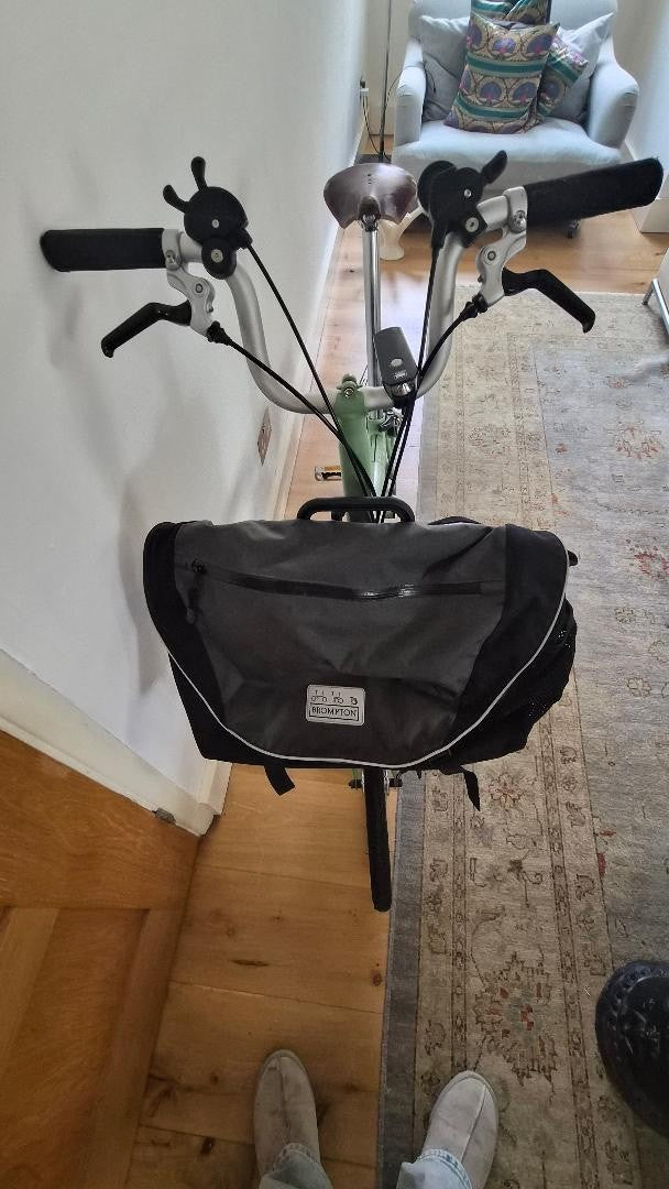brompton bicycle. Sage green. M6L.
