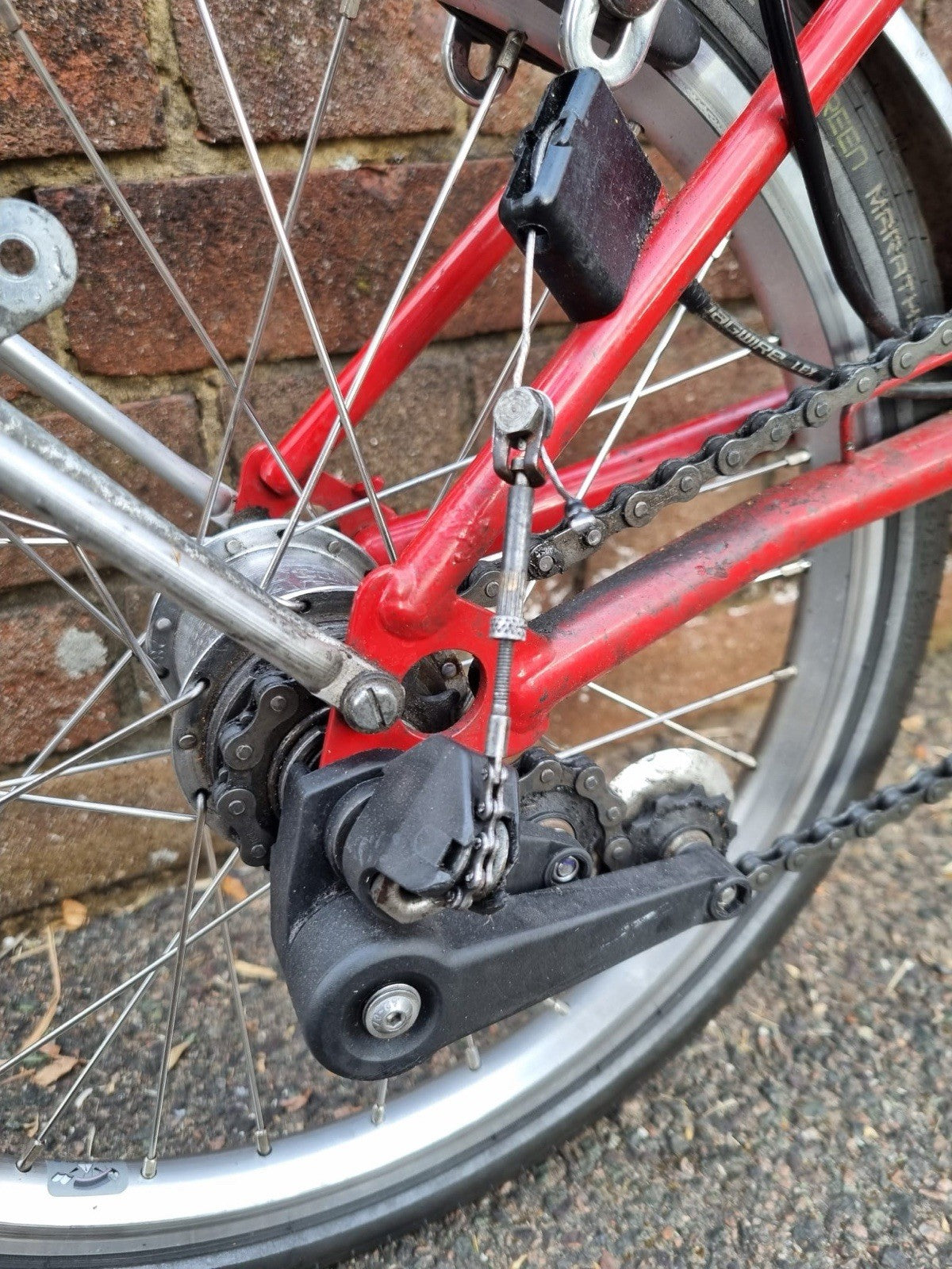 Brompton Folding Bike Red 16in Wheels Small Frame Rear Rack Mudguards Reflectors