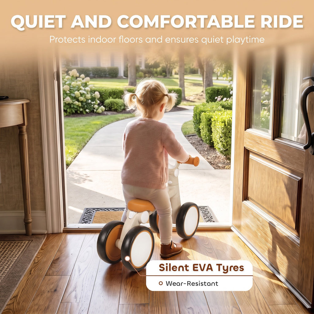 Balance Bike, Lightweight and Foldable Toddler Bike for 1-2 Years, Cream White