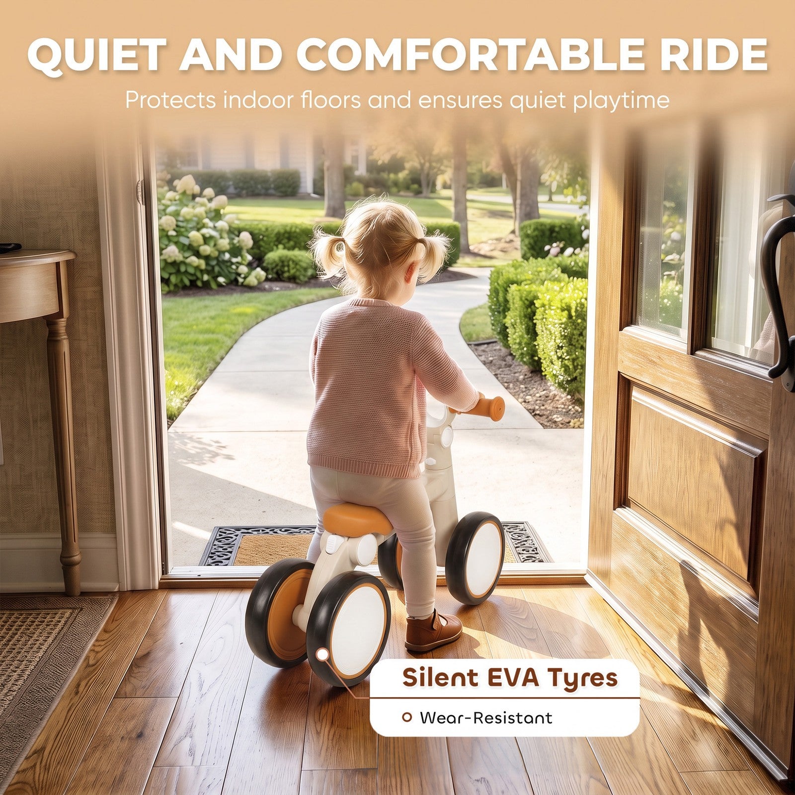 Balance Bike, Lightweight and Foldable Toddler Bike for 1-2 Years, Cream White