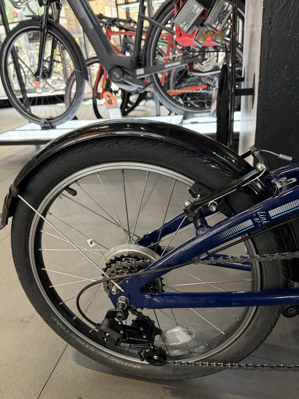 Tern 20in Folding Bike Blue 7-Speed Derailleur V-Brakes Mudguards Kickstand