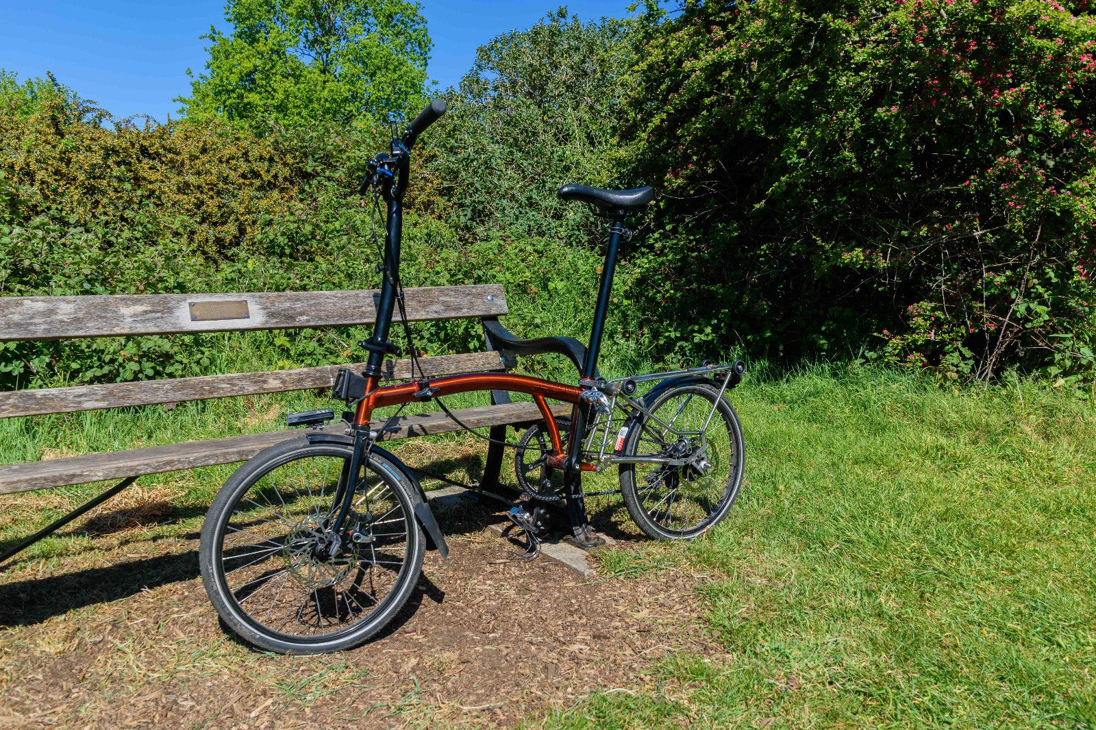 Kinetics Brompton. 20" wheels, cable disk brakes, belt drive, 11-speed Alfine