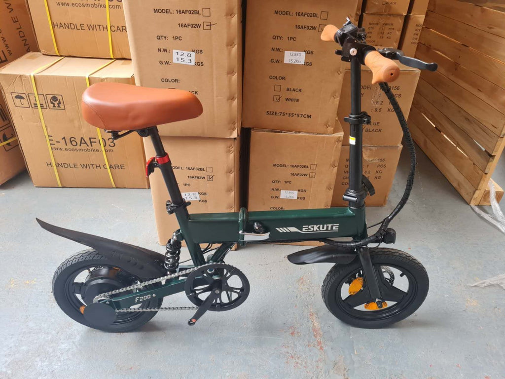 14" Portable Commuter Bike 50km 36V 7.8A Folding City Bike Full Disc-F200R Green