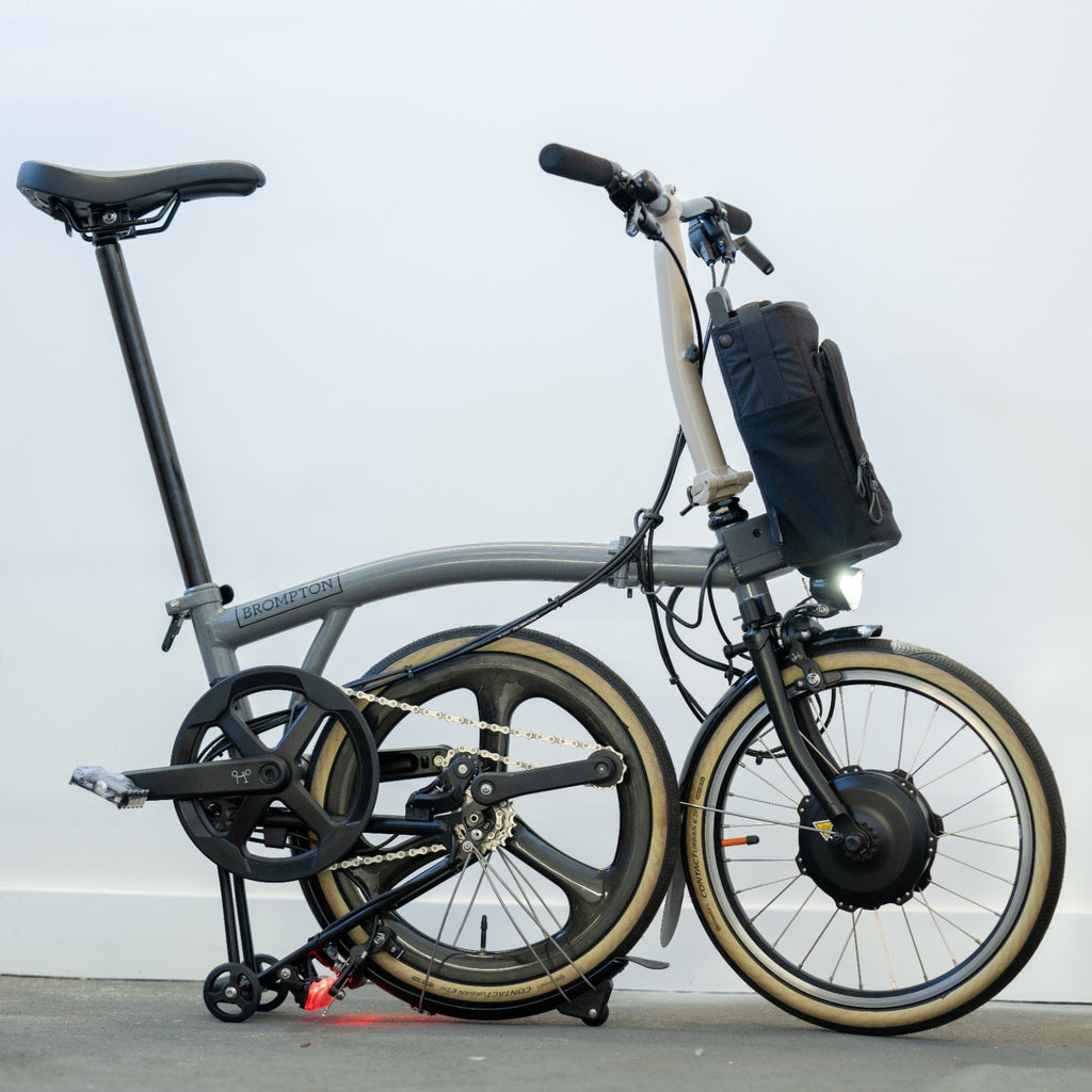 Brompton P Line Electric Storm Grey SMC Carbon Wheel Chris King Ti NOV 15.48kg